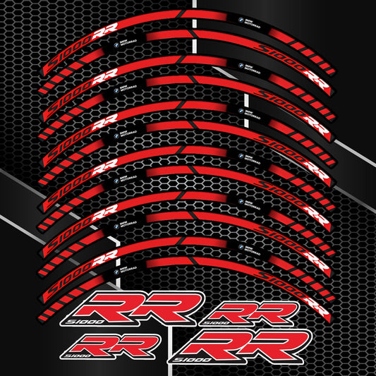 BMW S1000RR Red Rim Stickers – 16pcs Wheel Decals Kit