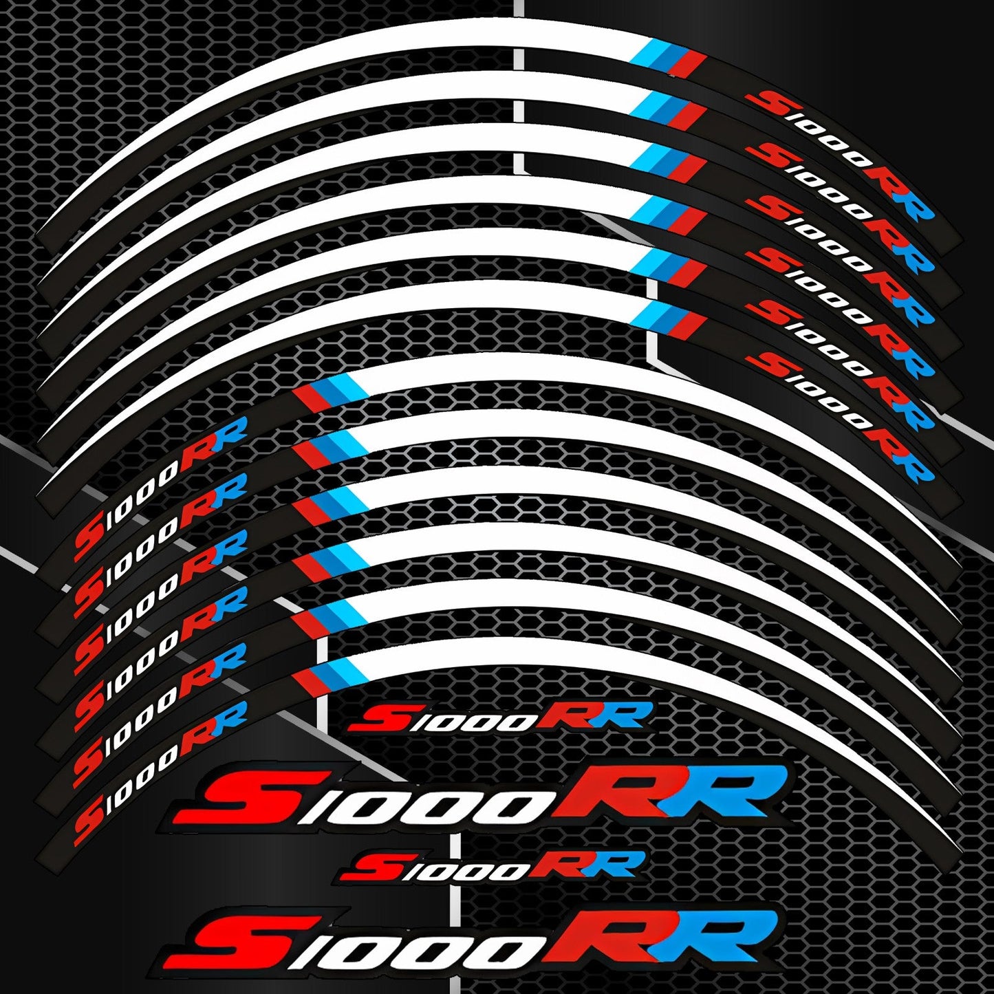 BMW S1000RR Rim Stickers – 16pcs Wheel Decals Kit
