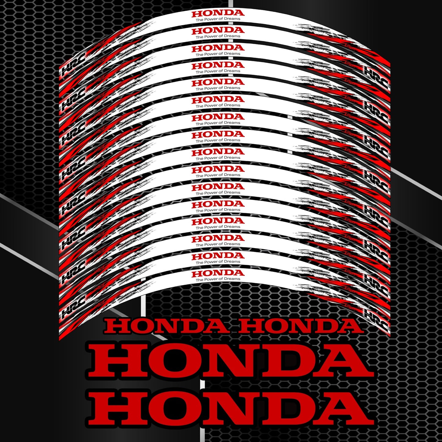 HONDA HRC Fireblade Wheel Decals – Black Rim Stickers (20pcs)