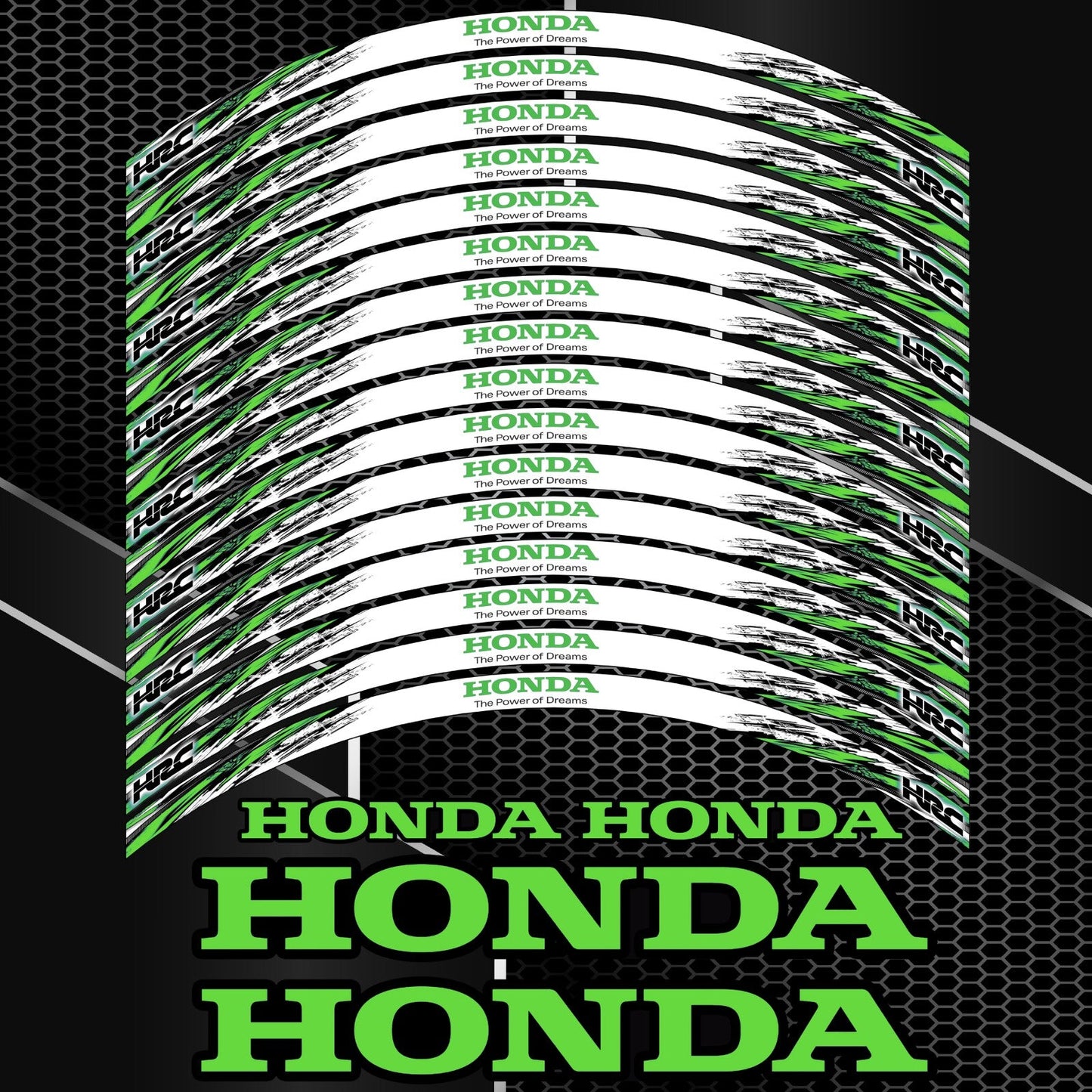 Honda HRC Rim Stickers Fireblade Green Black – Wheel Decals