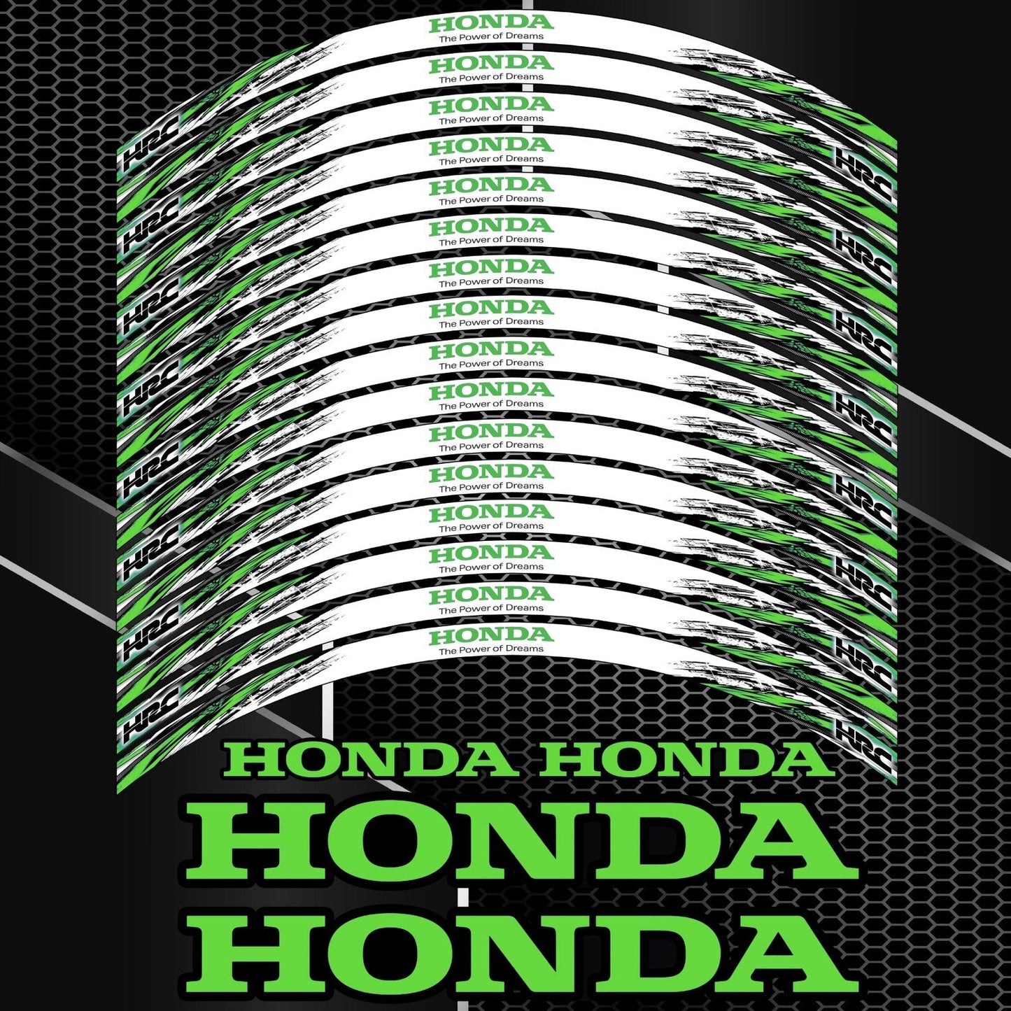 Honda HRC Rim Stickers Fireblade Green Black – Wheel Decals