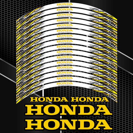 HONDA HRC Fireblade Wheel Decals – Yellow Black Rim Stickers