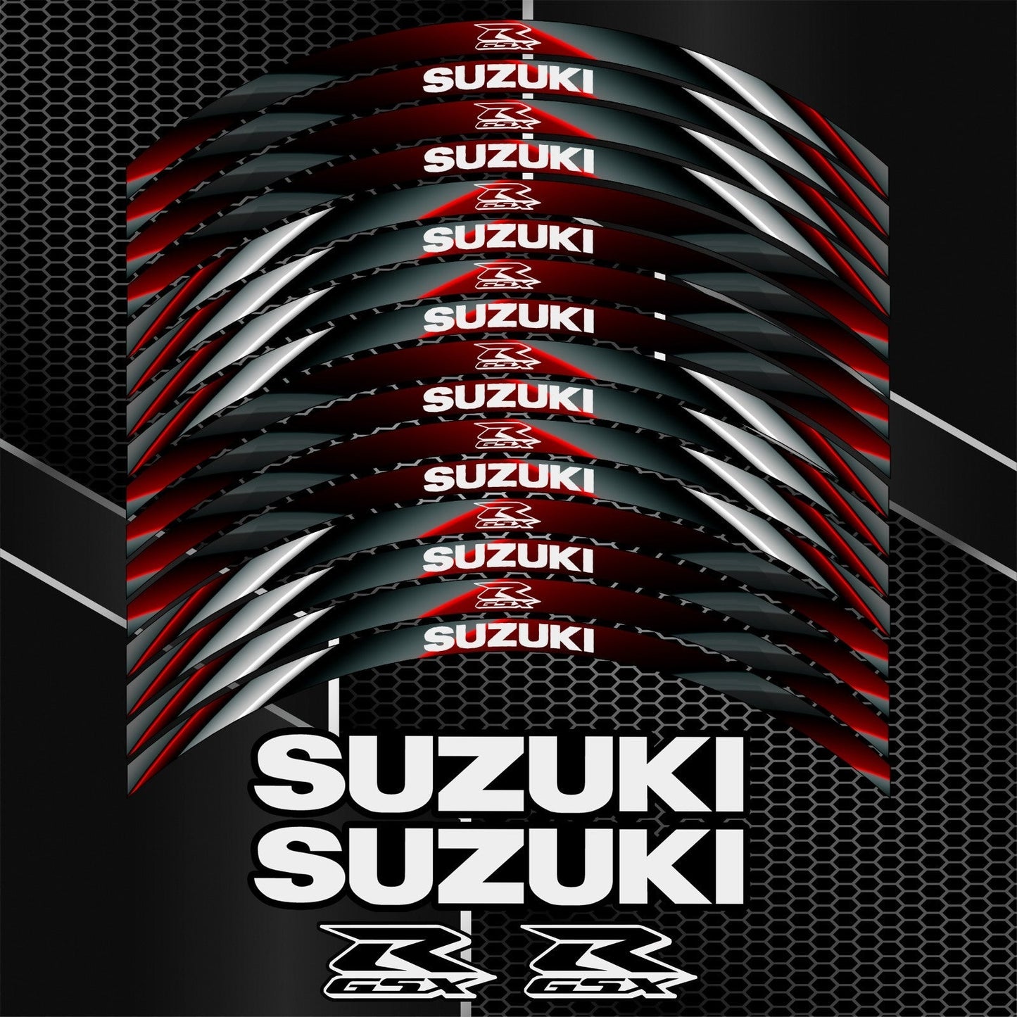 Suzuki GSXR 600 750 1000 Rim Stickers – 20pcs Wheel Decals Kit