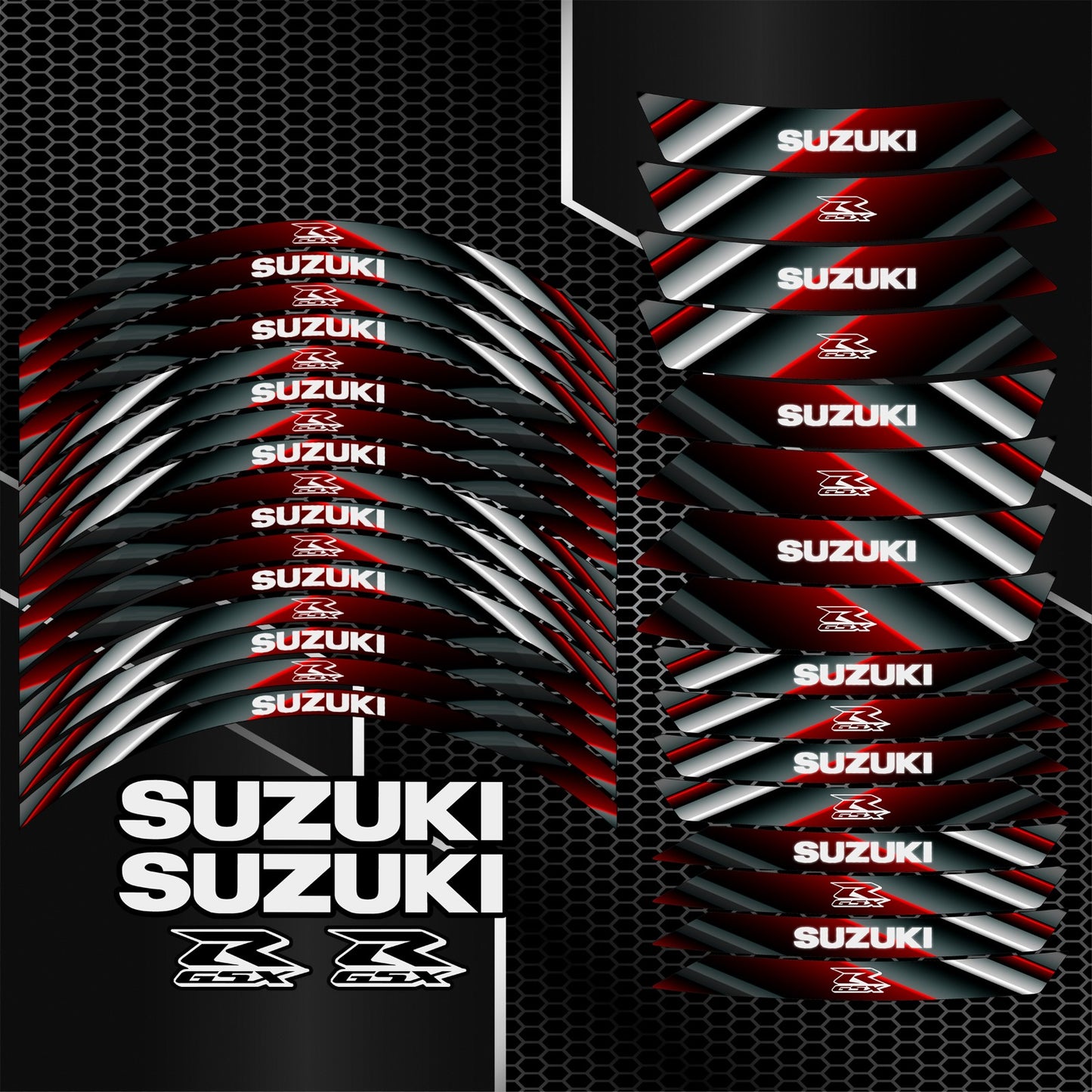 Suzuki GSX-R Gixxer 600/750/1000 Wheel Decals – 36pcs Rim Stickers