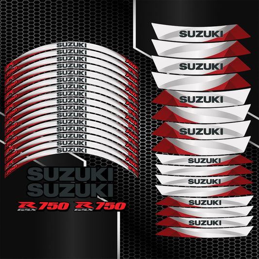 Suzuki GSX-R750 Gixxer Wheel Decals – Red, 36pcs Rim Stickers