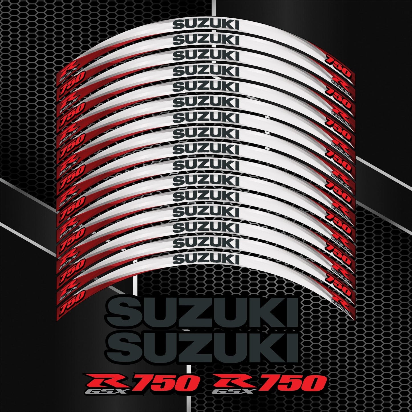 Suzuki GSXR750 Red Rim Stickers – Wheel Decals Kit