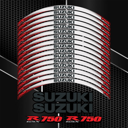 Suzuki GSXR750 Red Rim Stickers – Wheel Decals Kit