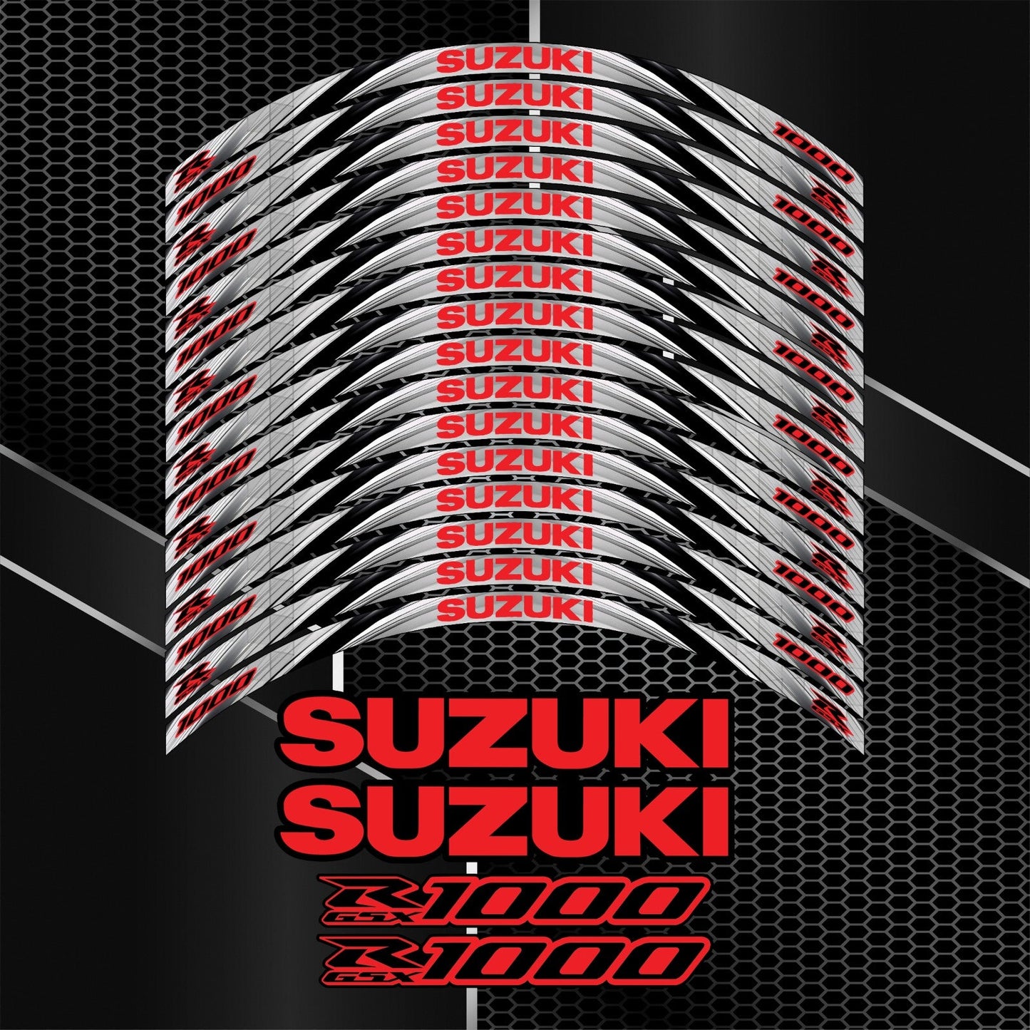 Suzuki GSXR1000 Rim Stickers – 20pcs Wheel Decals Kit
