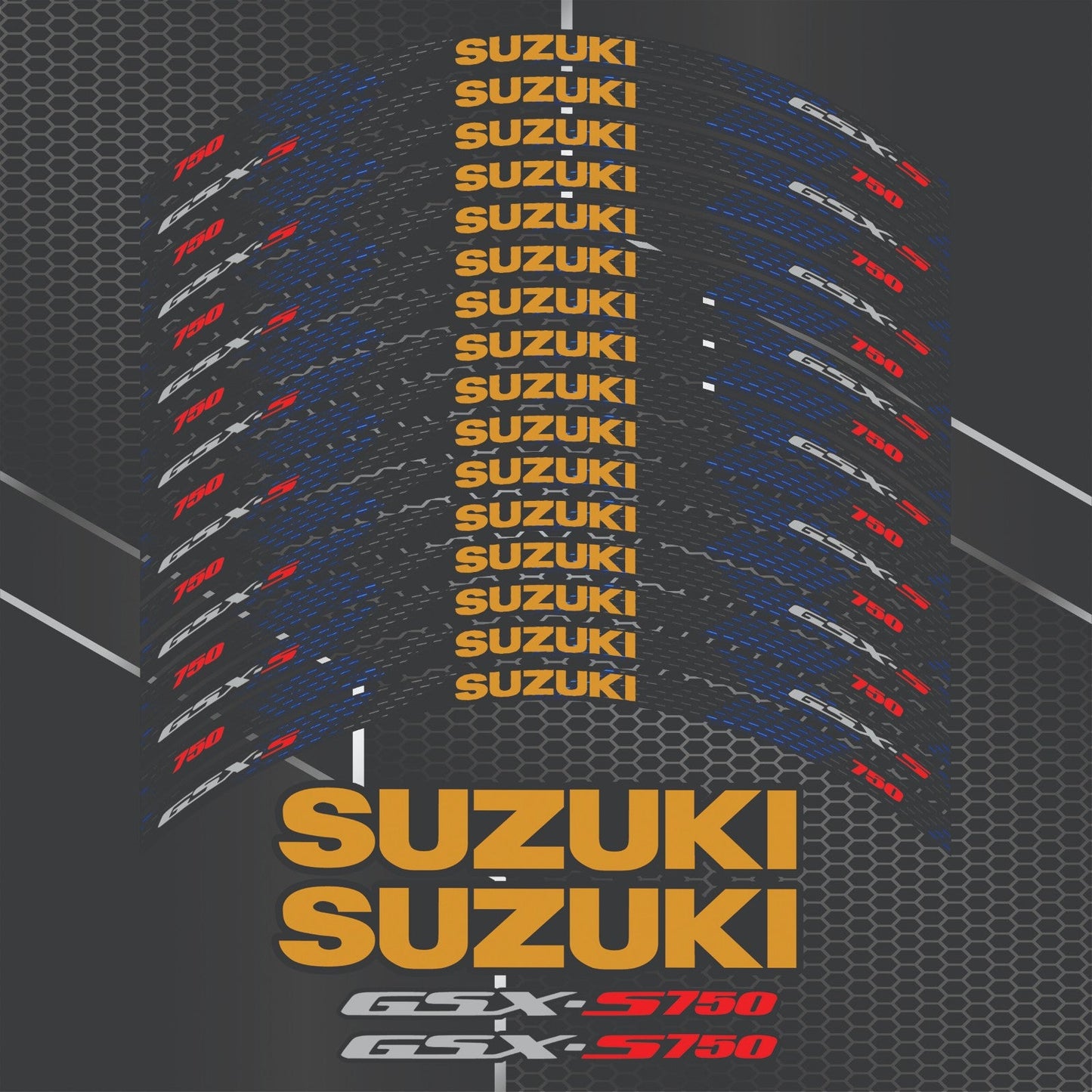Suzuki GSXS750 Rim Stickers – 20pcs Wheel Decals Kit