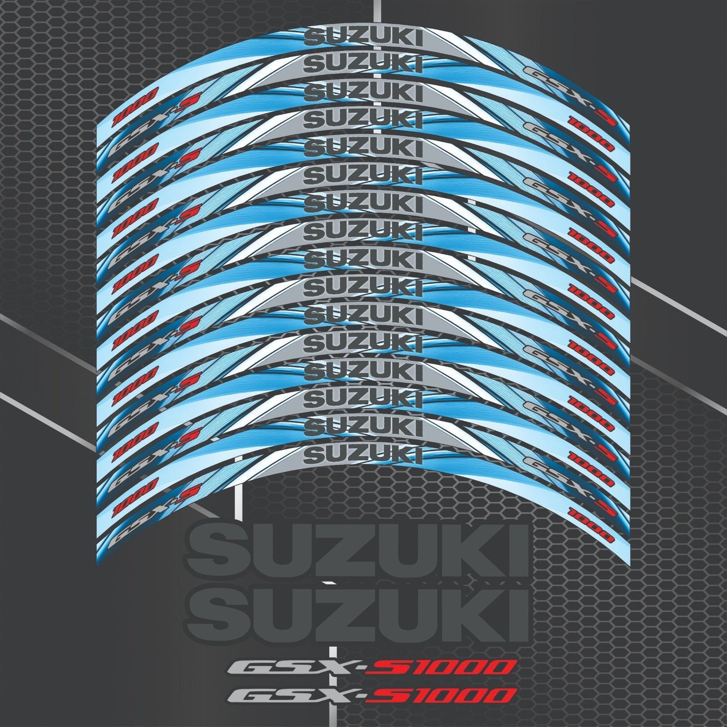 Suzuki GSXS1000 Rim Stickers – 20pcs Wheel Decals Kit