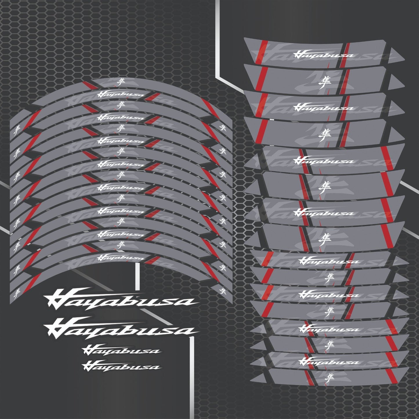 Suzuki Hayabusa Rim Stickers – 36pcs Wheel Decals Kit
