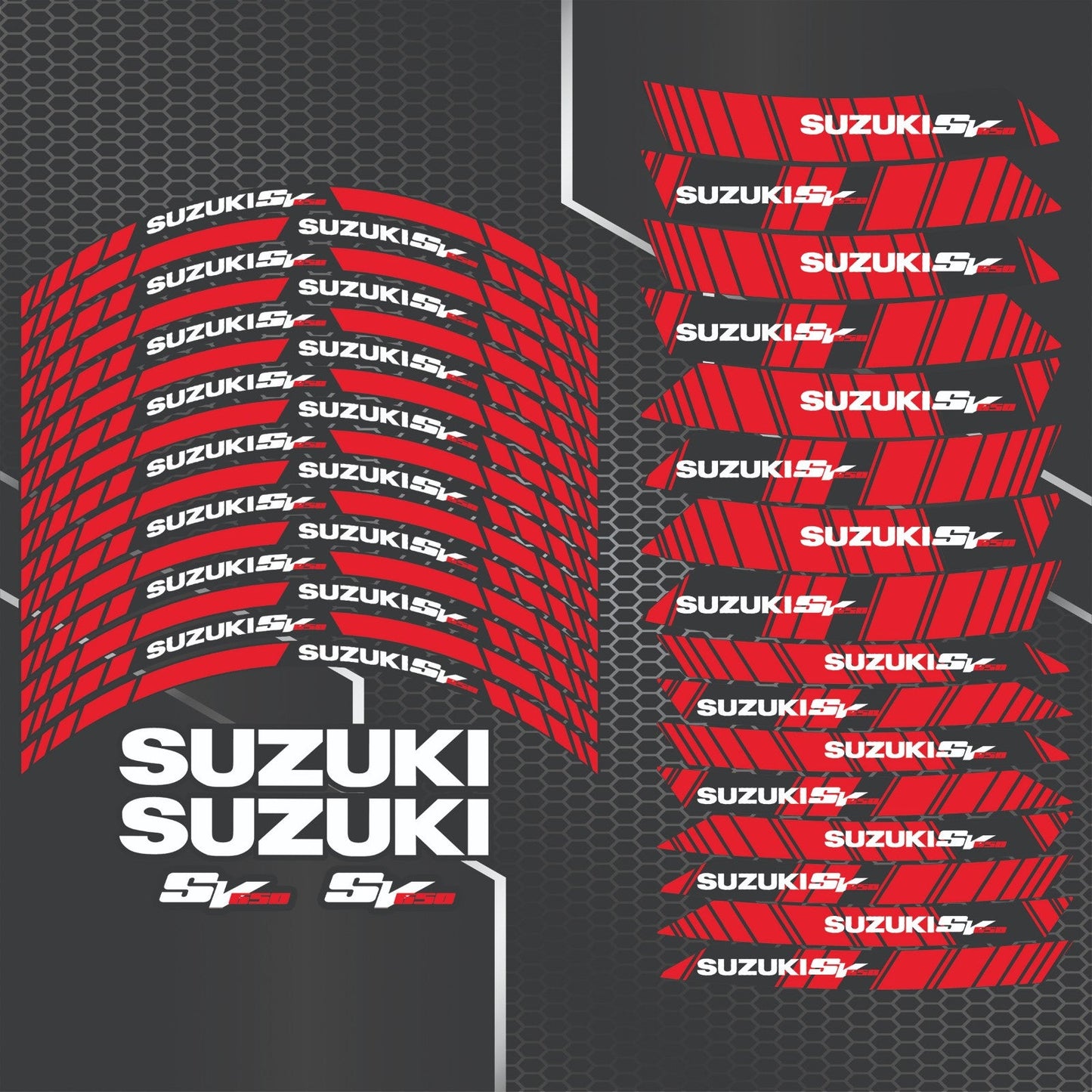 Suzuki SV650 Red Rim Stickers – Wheel Decals Kit