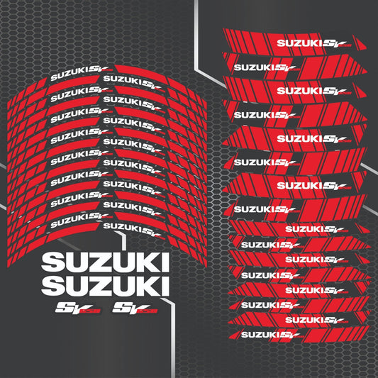 Suzuki SV650 Red Rim Stickers – Wheel Decals Kit