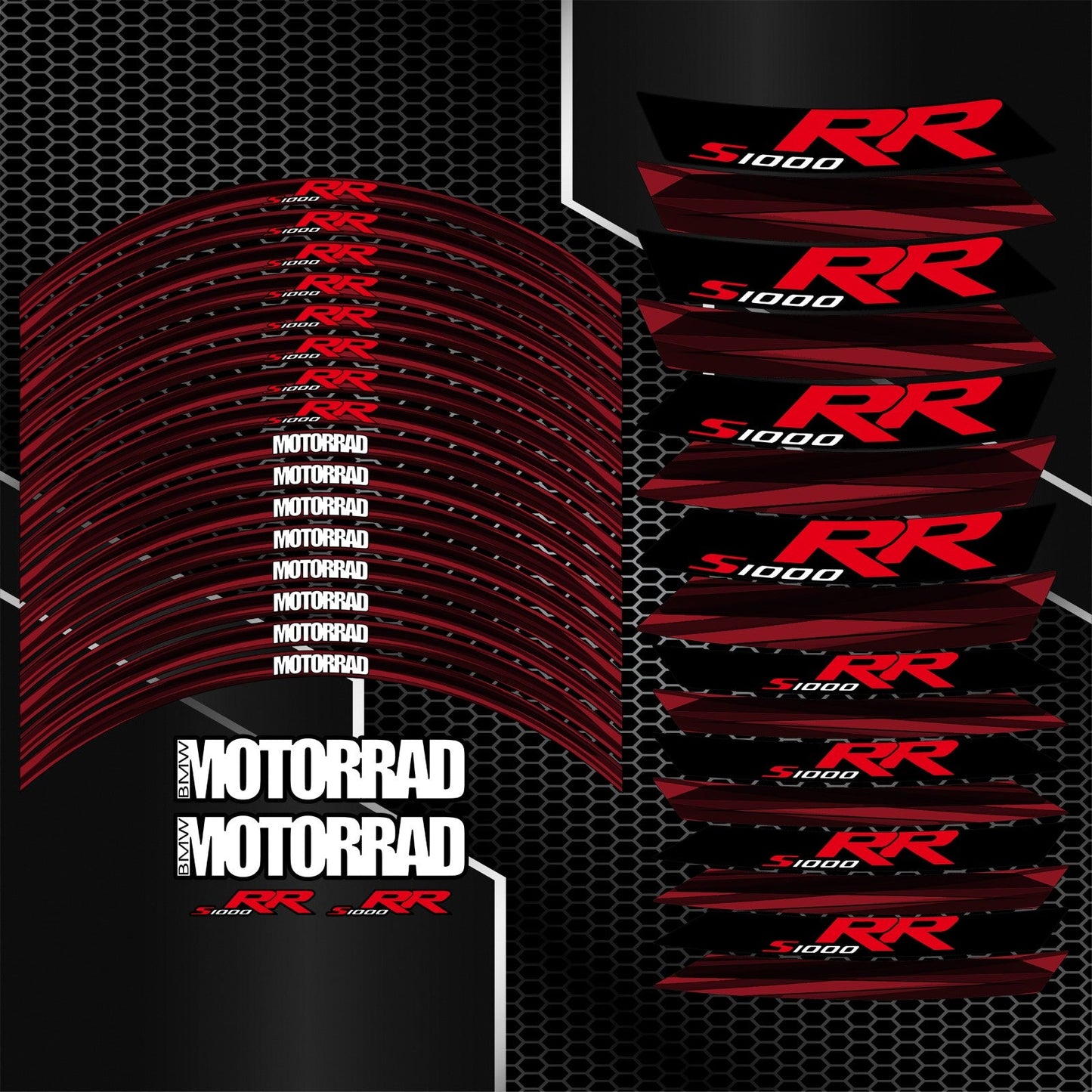 BMW S1000RR Rim Stickers – Black Red Edition