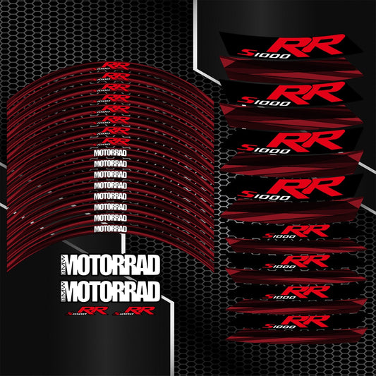 BMW S1000RR Rim Stickers – Black Red Edition