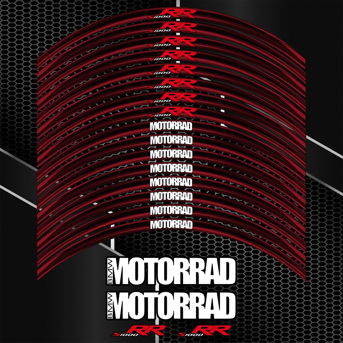BMW S1000RR Rim Stickers – Black Red