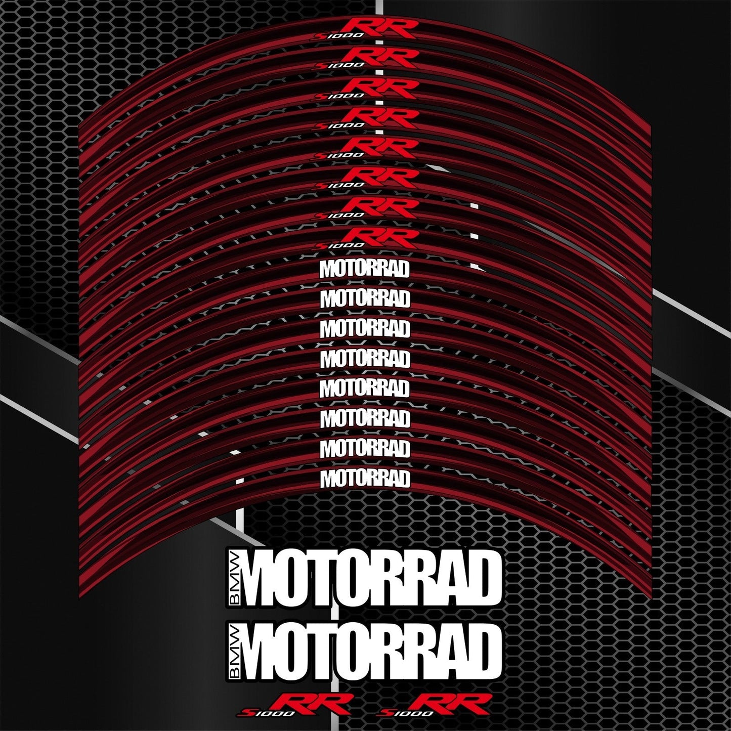 BMW S1000RR Rim Stickers – Black Red