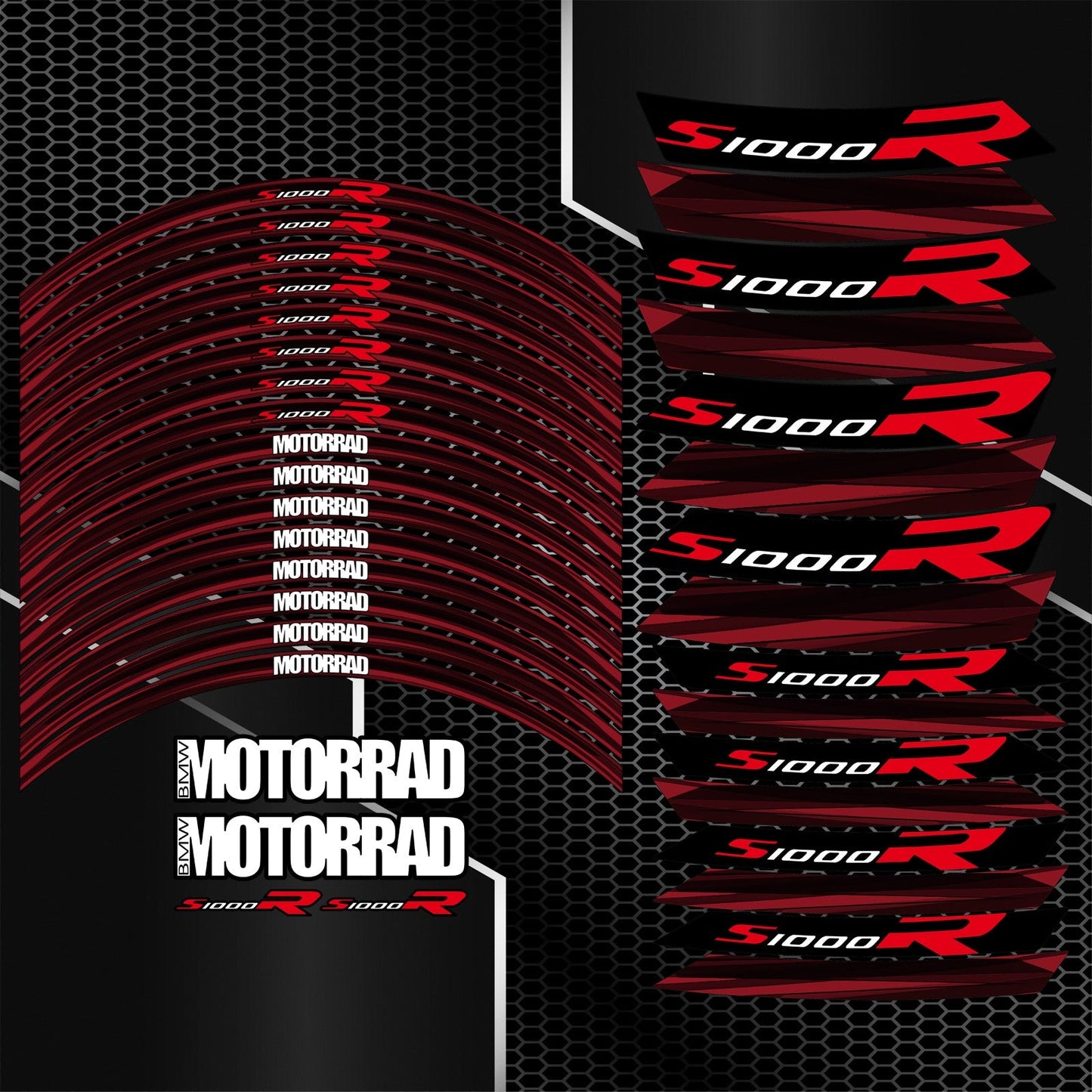 BMW S1000R Rim Stickers – Black Red Edition