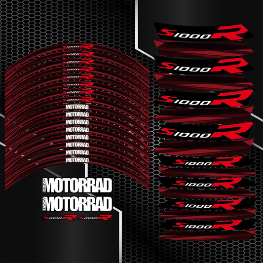 BMW S1000R Rim Stickers – Black Red Edition