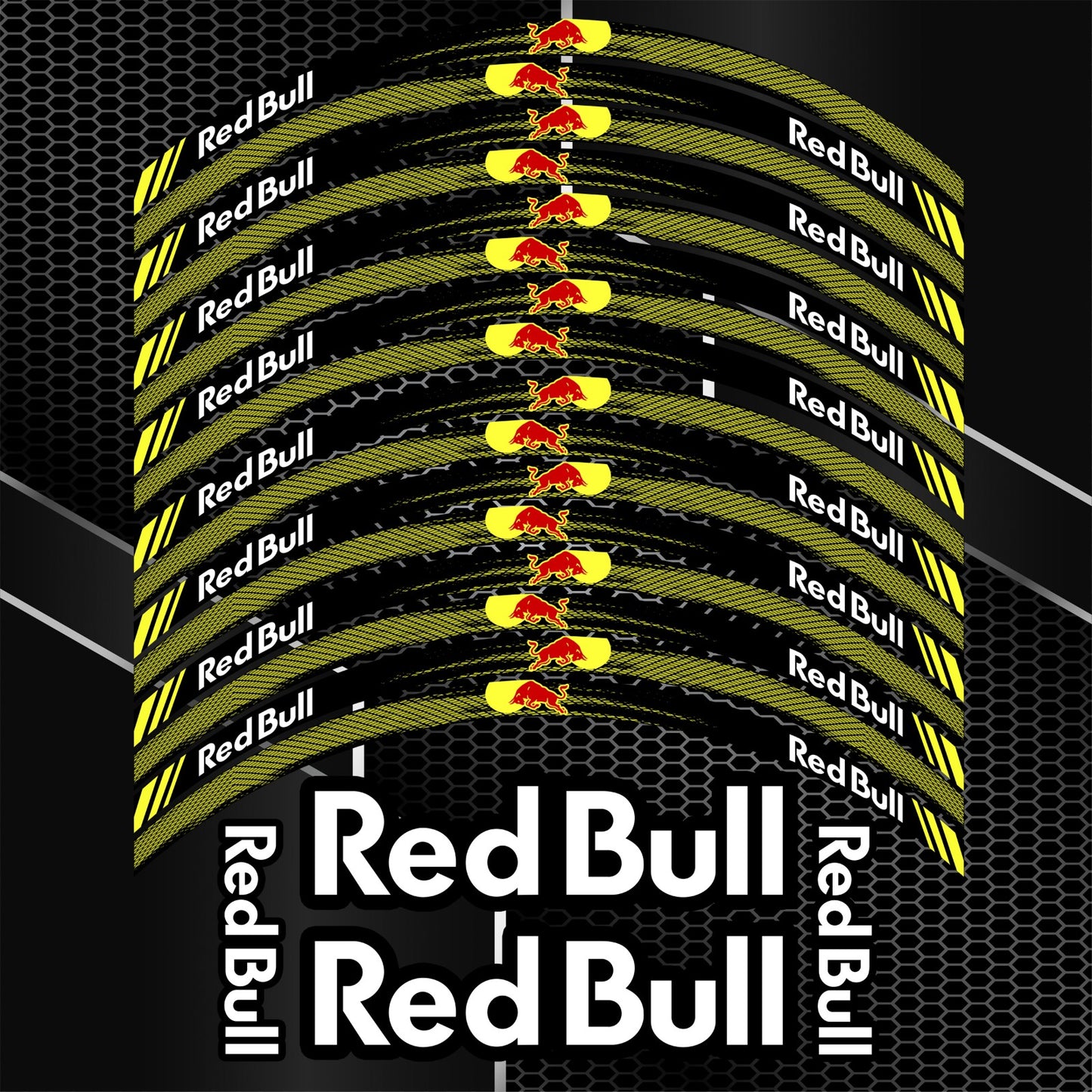 RedBull Motorcycle Wheel Decals – Universal Rim Stickers (20pcs)