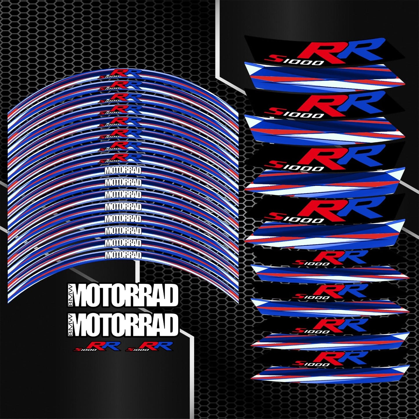 BMW S1000RR Rim Stickers – M Sport 36pcs Wheel Decals