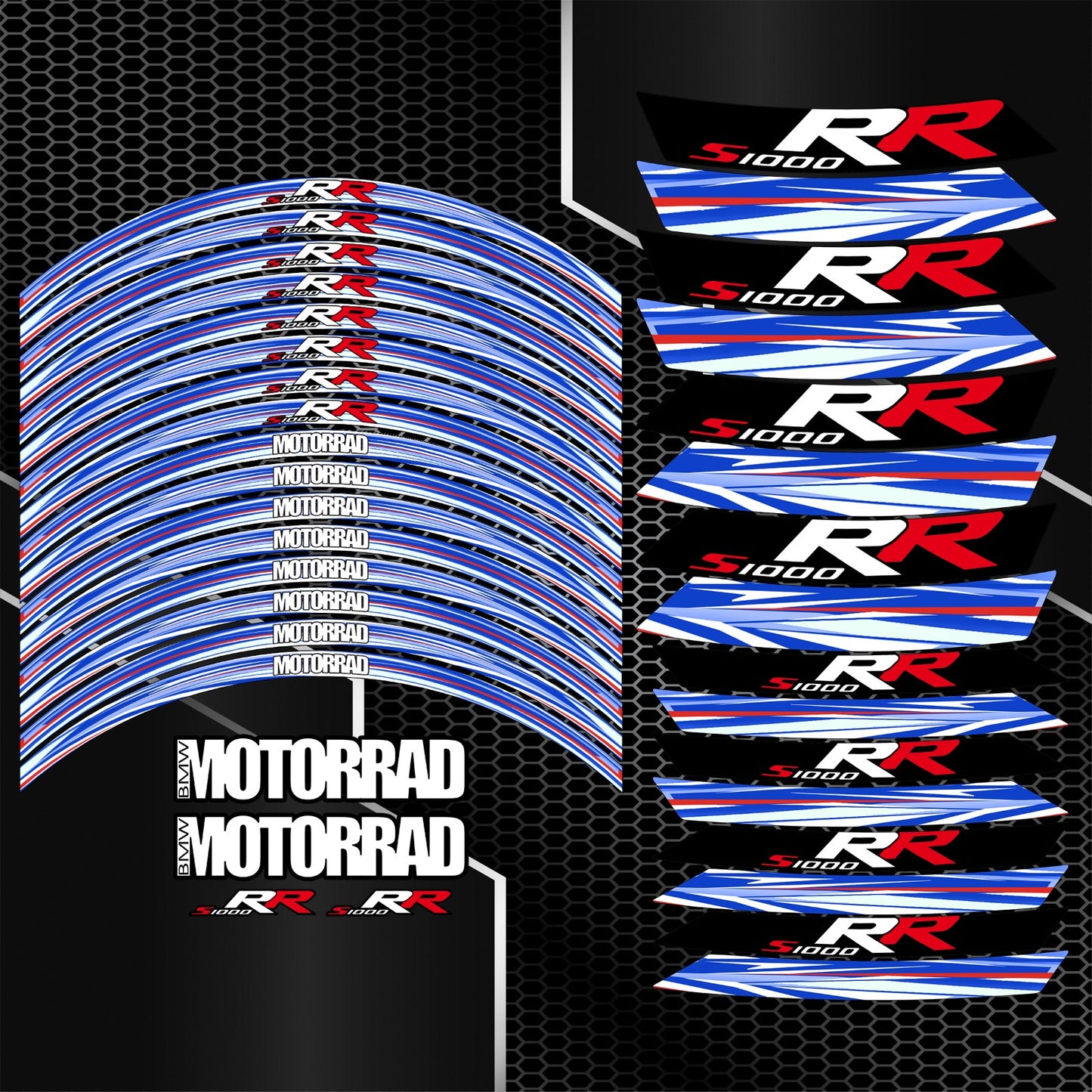 BMW S1000RR Wheel Decals – M Sport Performance Rim Stickers Kit (36pcs)