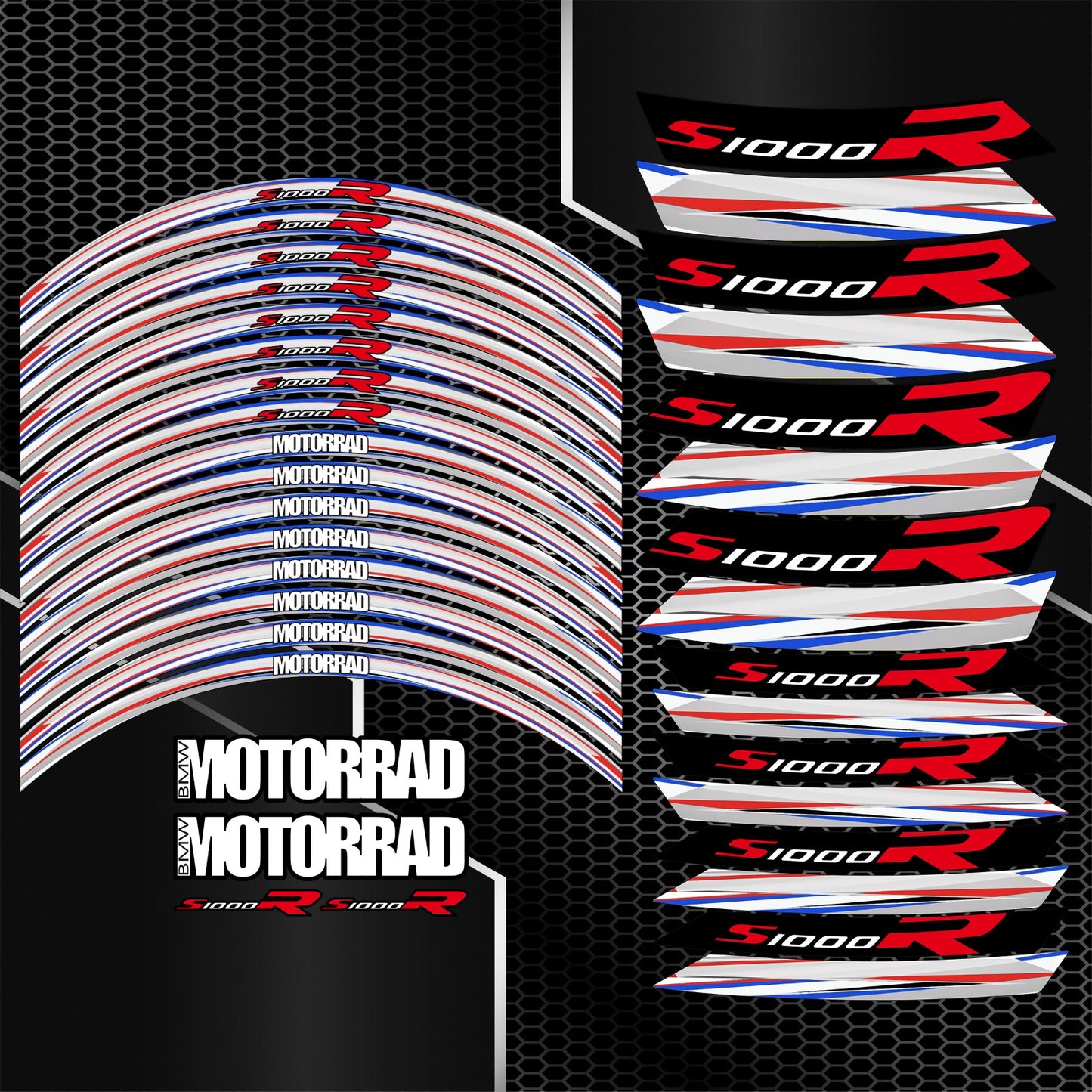 BMW S1000R Wheel Decals – Grey M Sport Rim Stickers