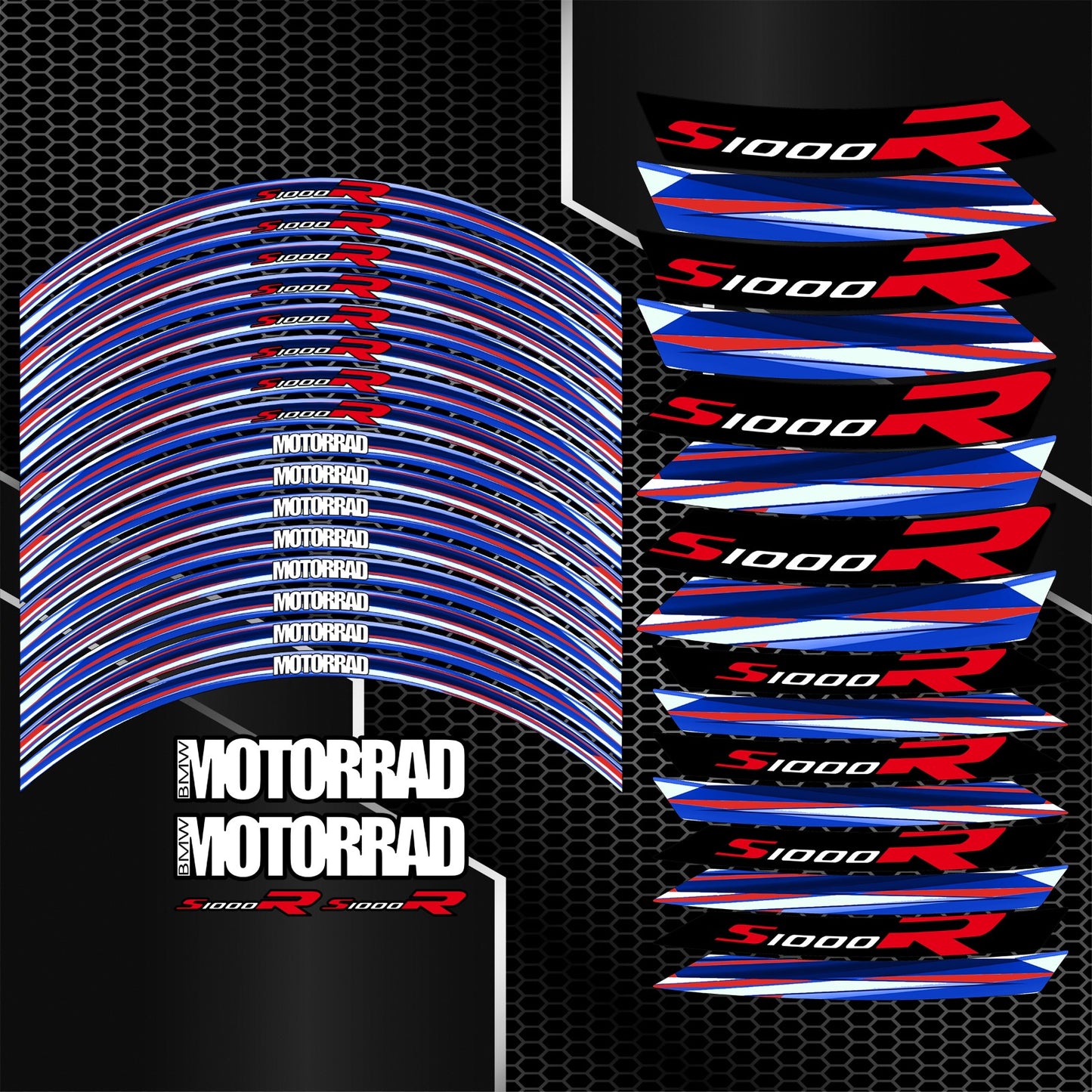 BMW S1000R Wheel Decals – M Sport Performance Rim Stickers (36pcs)