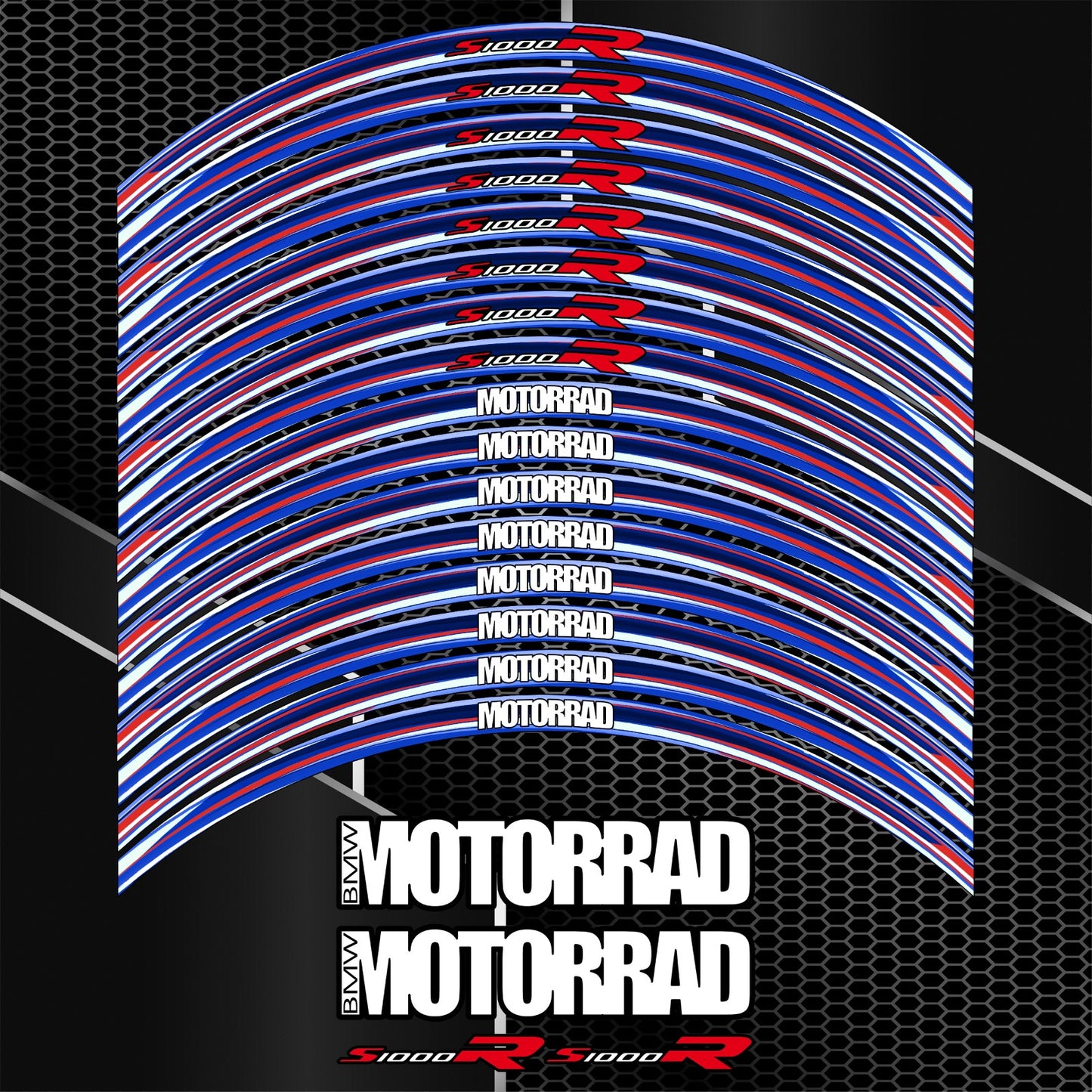 BMW S1000R Wheel Decals – M Sport Stripe Rim Stickers (20pcs)