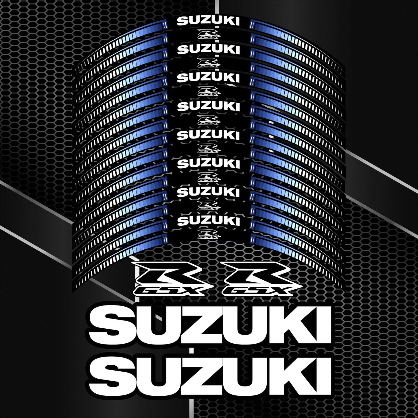 Suzuki GSXR Blue Rim Stickers – Wheel Decals Kit