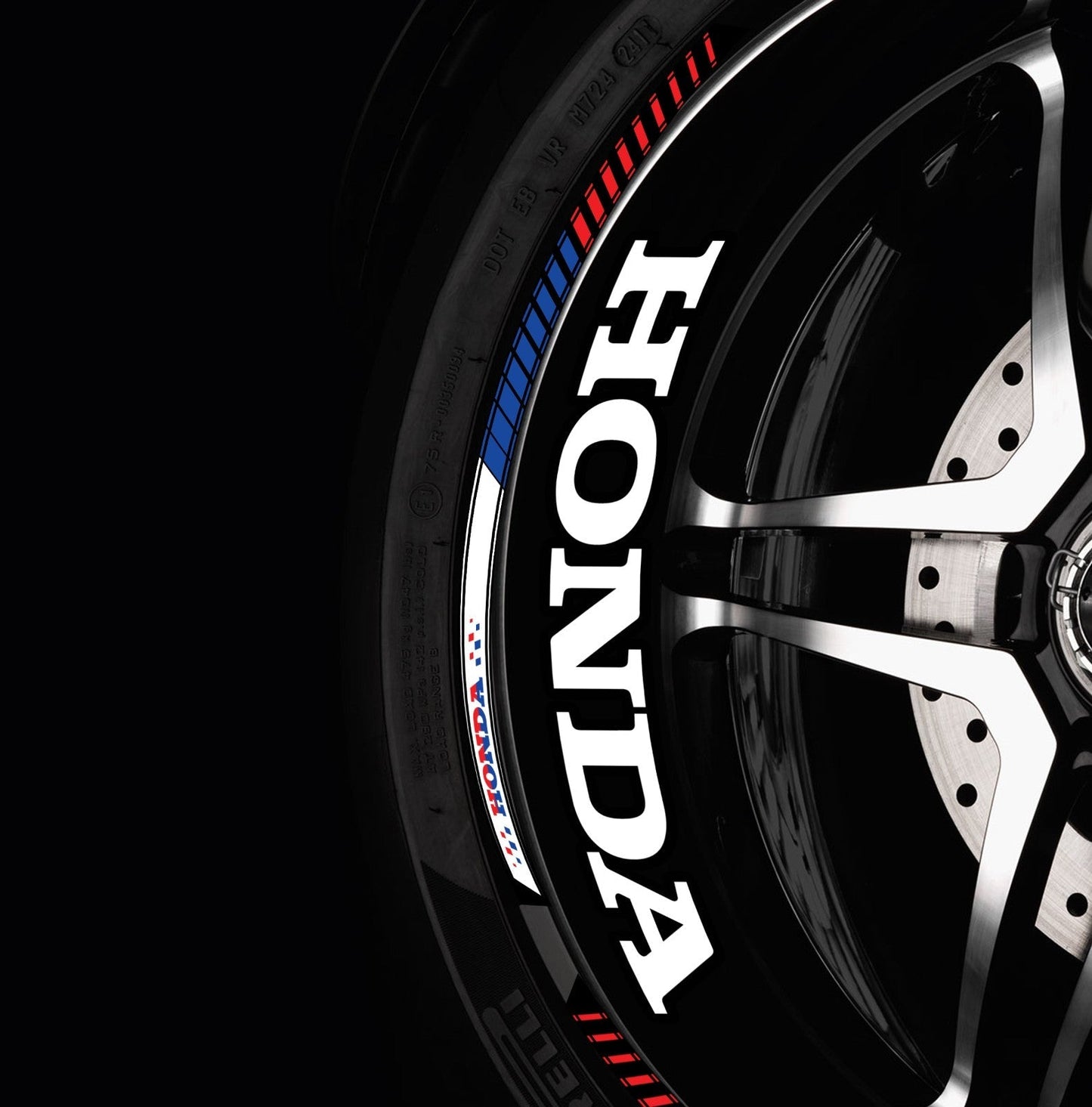 Honda HRC Rim Stickers Fireblade Black – Wheel Decals Kit