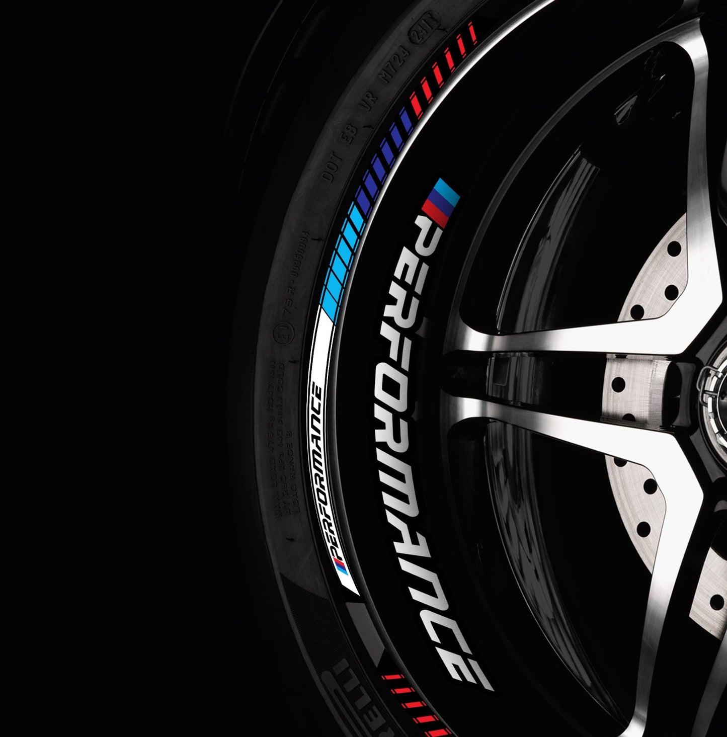 BMW Motorcycle Wheel Stripe Stickers – M Sport Performance Rim Decals