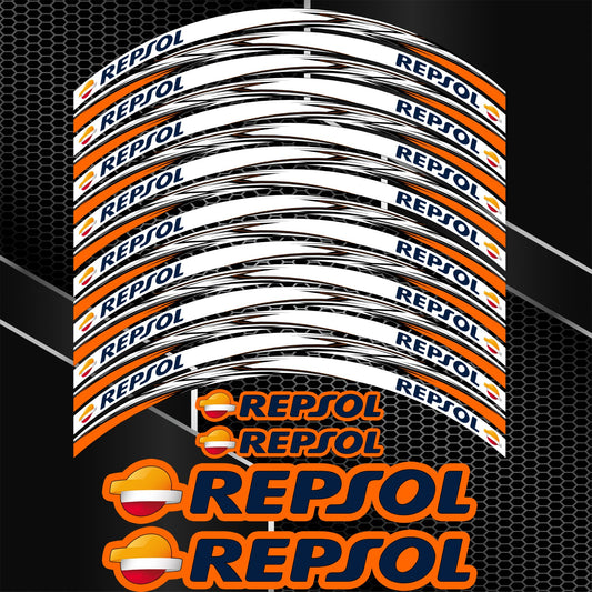 REPSOL Motorcycle Wheel Decals – Universal Rim Stickers Set