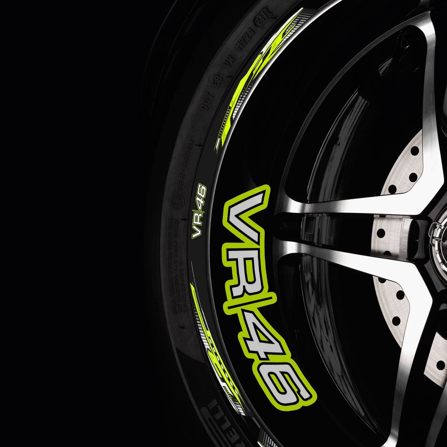 VR46 Valentino Rossi Rim Stickers – Universal Wheel Decals