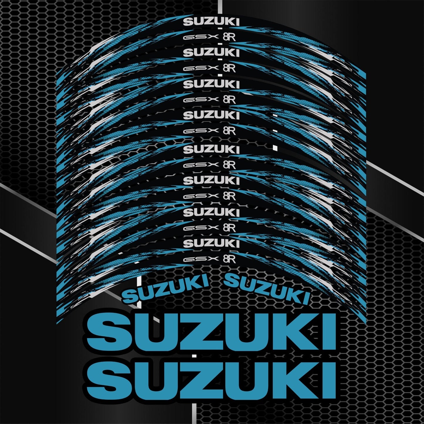 Suzuki GSX 8R Rim Stickers – ICONIC Blue Wheel Decals