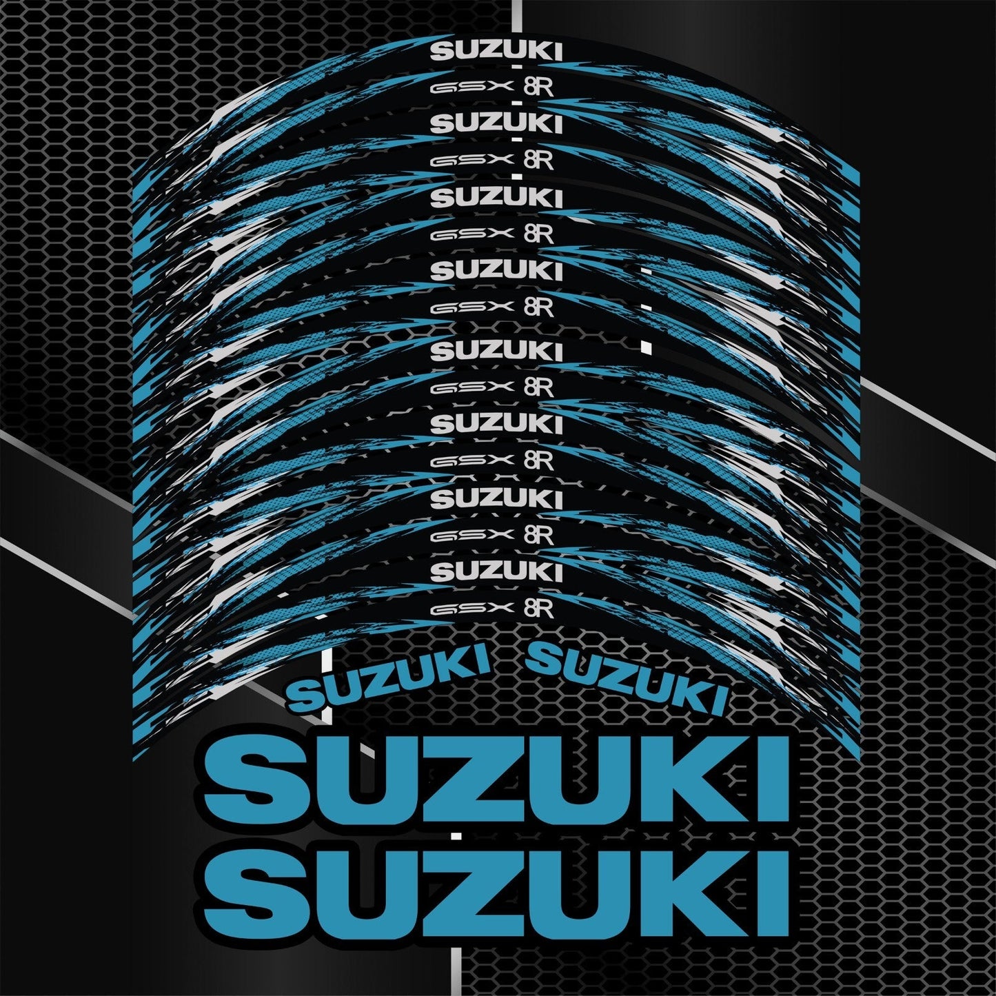 Suzuki GSX 8R Rim Stickers – ICONIC Blue Wheel Decals