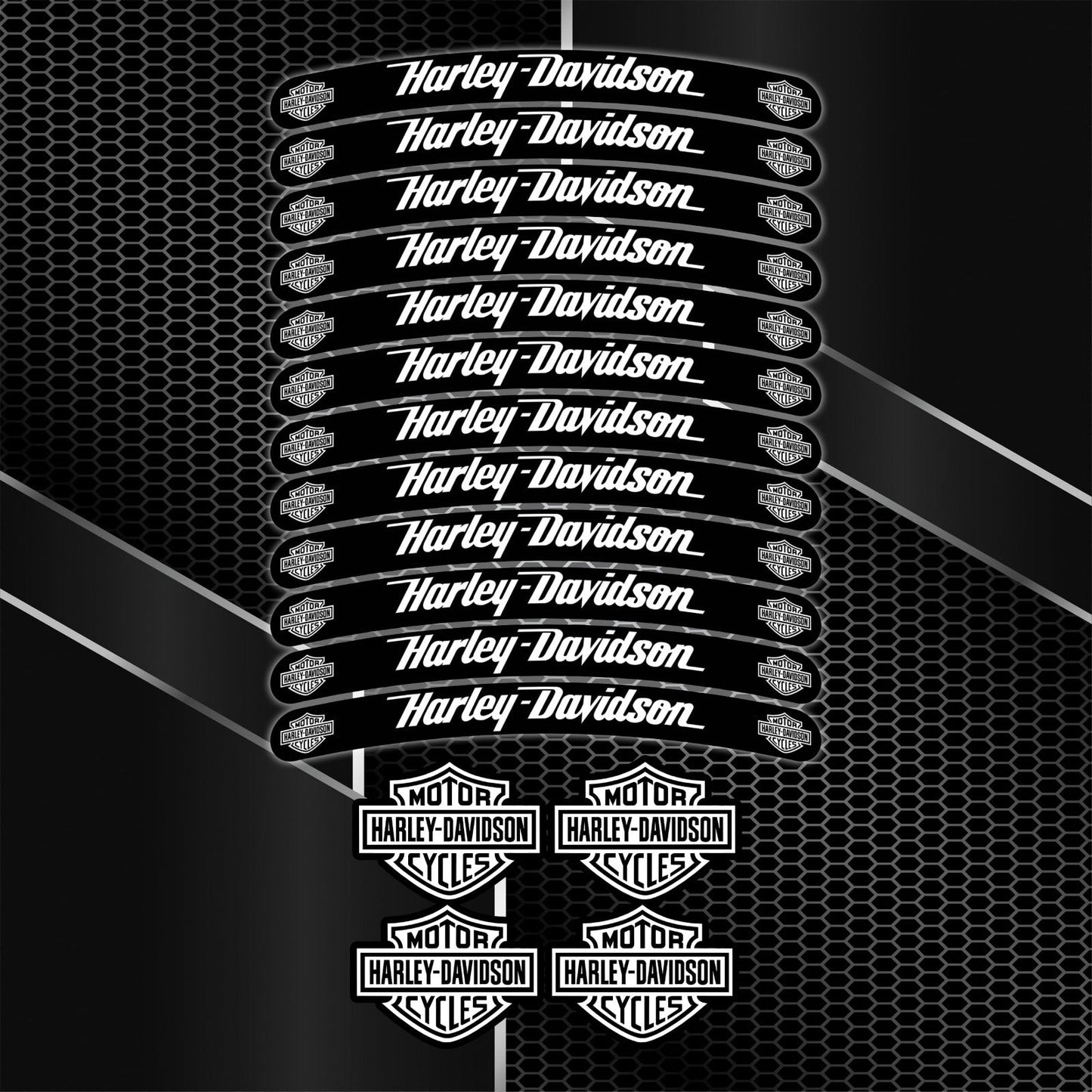 Harley Davidson Rim Stickers VRod Sportster – Black Wheel Decals