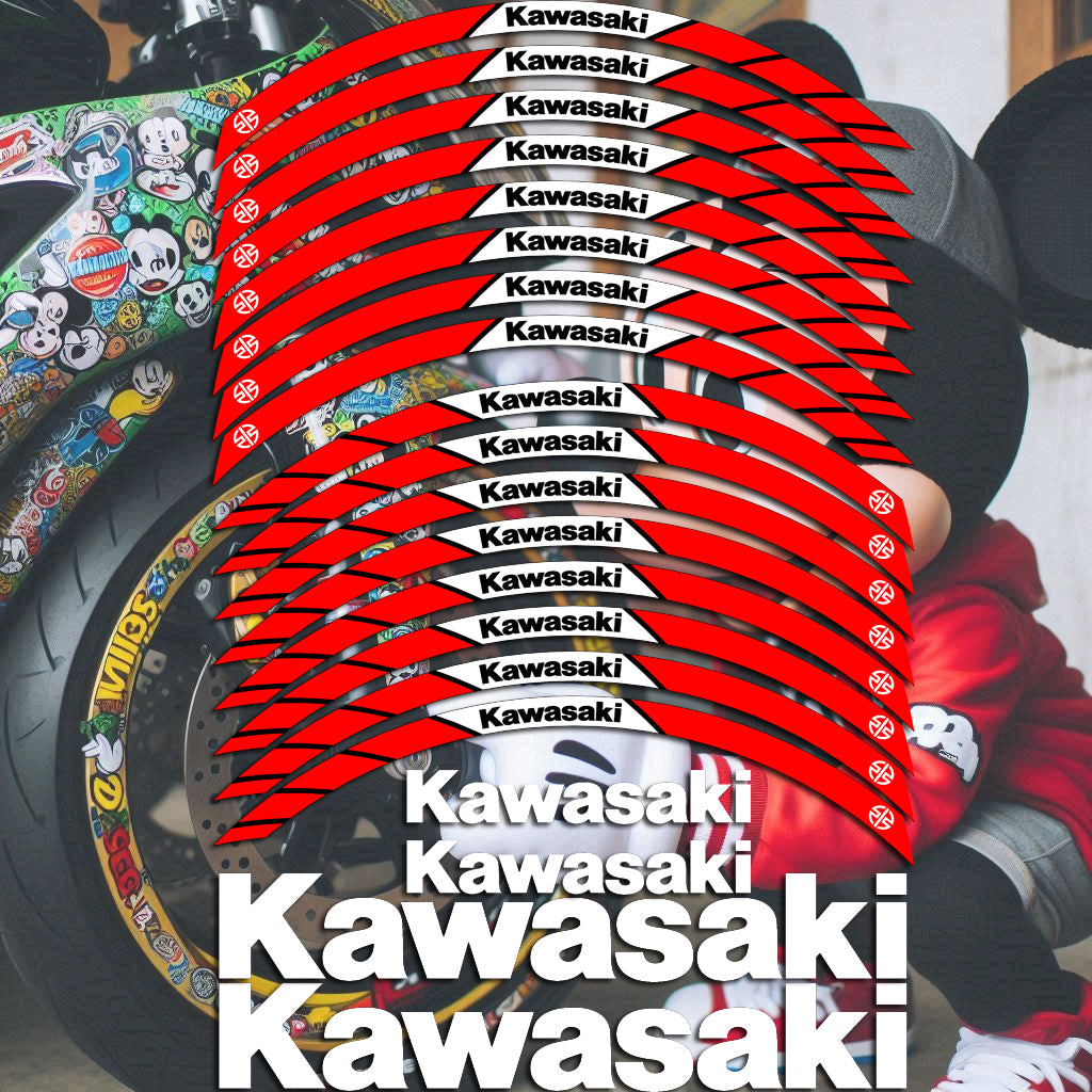 Kawasaki Rim Stickers – 24pcs Wheel Decals Kit