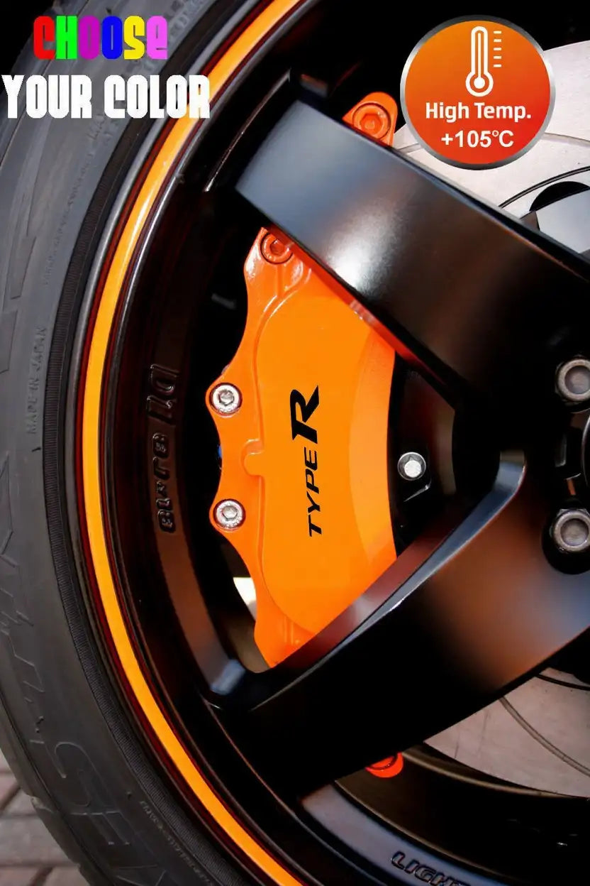 Honda Type R brake caliper stickers, red, 6 pcs., mounted on calipers