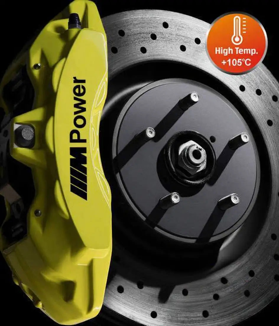 BMW M Power brake caliper stickers, red, 6 pcs., mounted on calipers