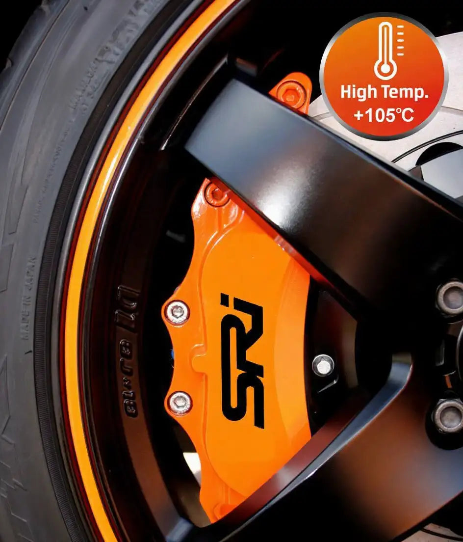 Honda SRi brake caliper stickers, red, 6 pcs., mounted on calipers