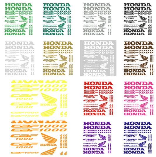 Collection of Honda logo and text decals in various colors on a white background