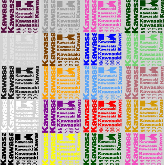 Colorful Kawasaki logo pattern on a gray background