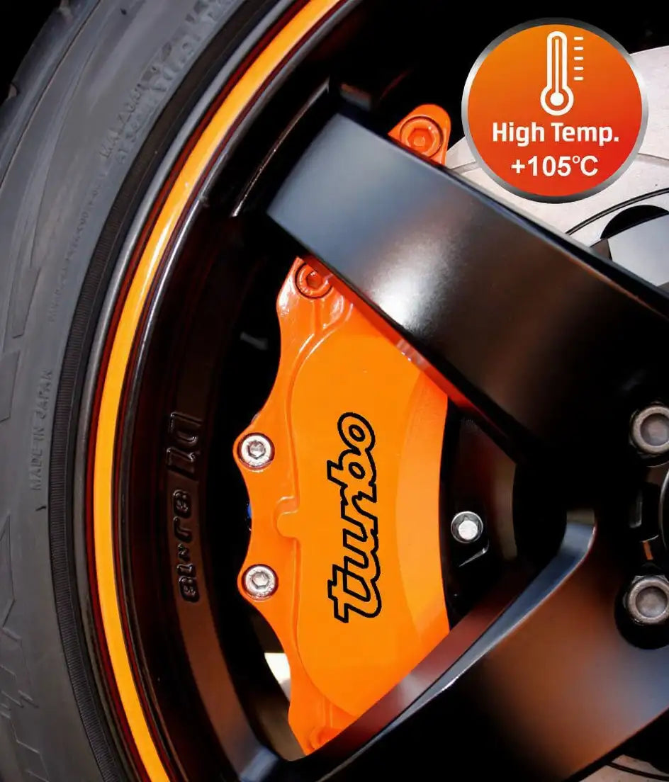 Turbo brake caliper stickers, red, 6 pcs., attached to the calipers