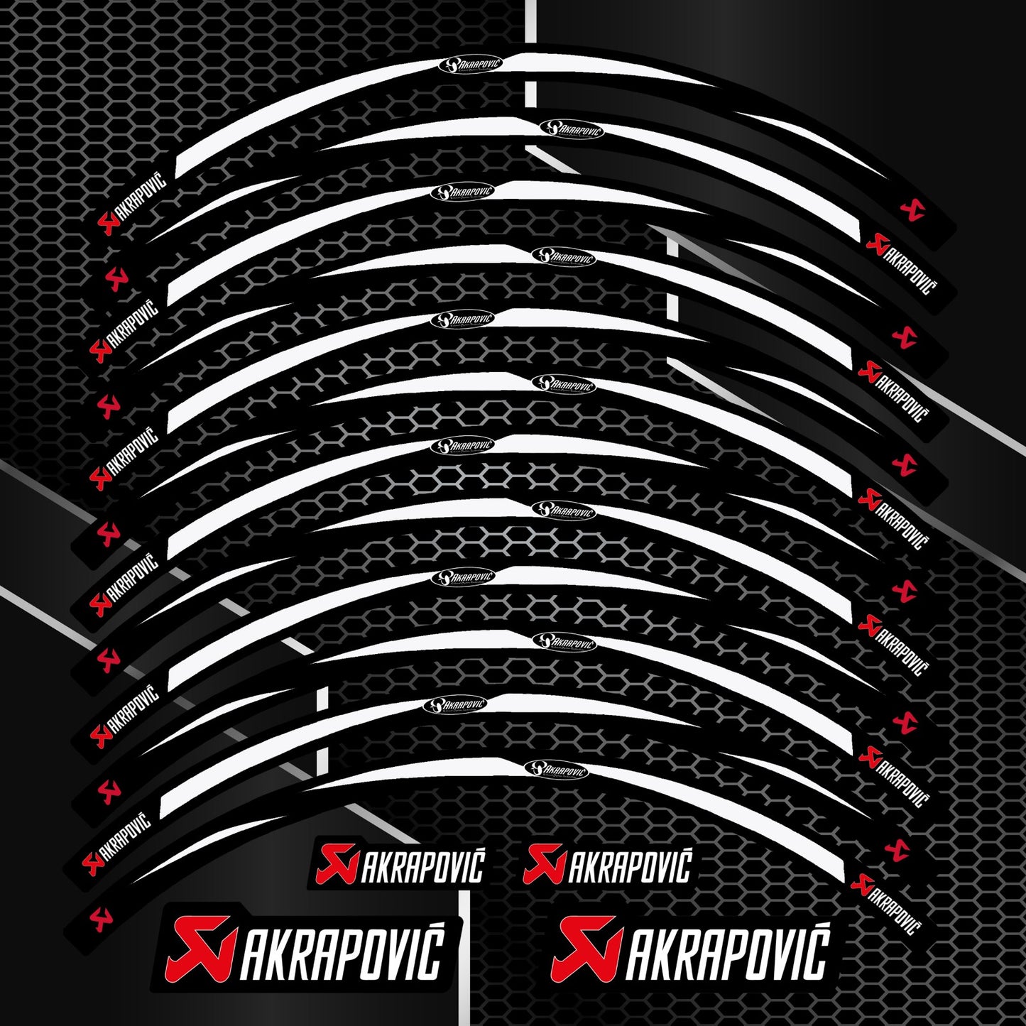 Akrapovič Motorcycle Wheel Decals – Universal Rim Stickers