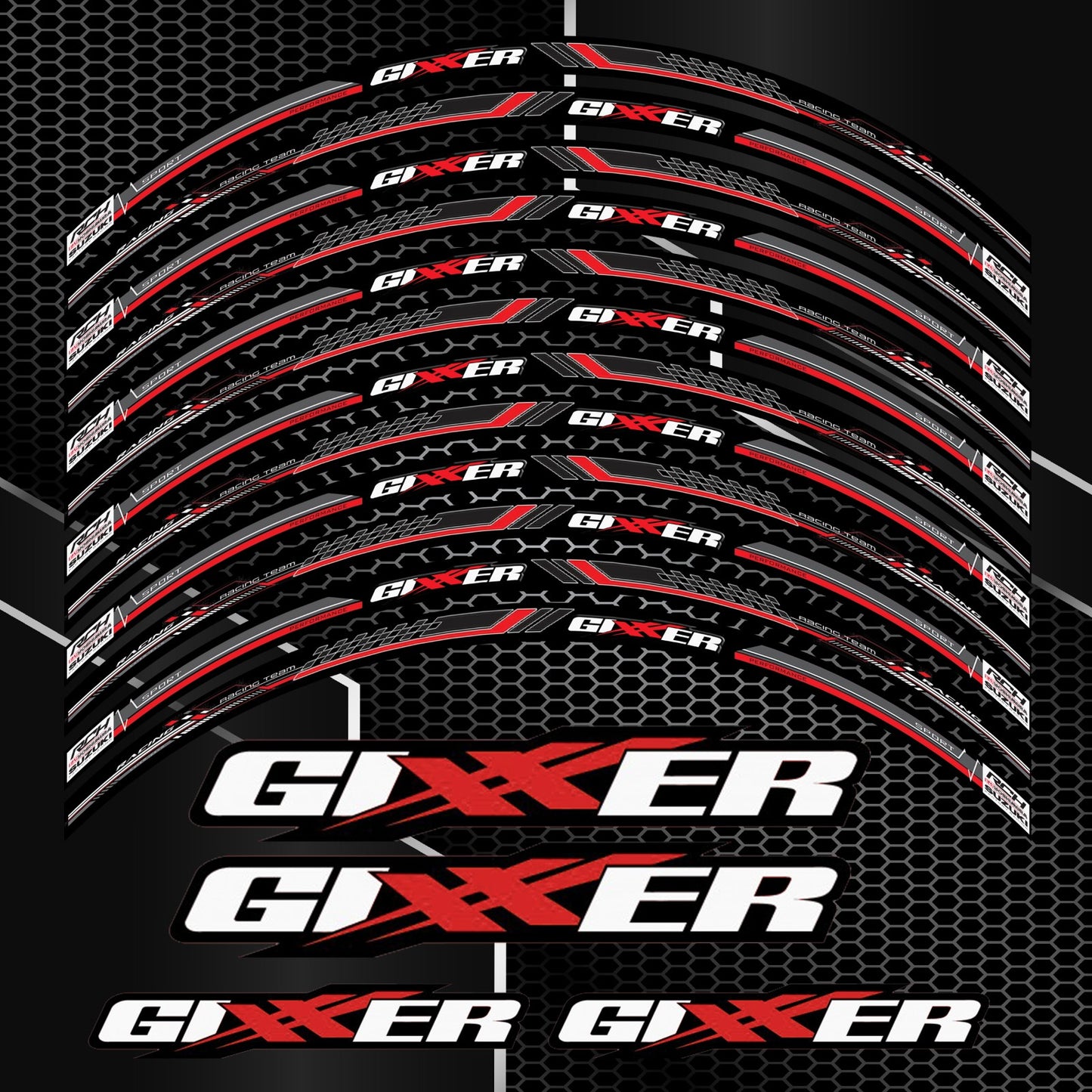 Suzuki GSX-R Gixxer 600/750/1000 Wheel Decals – 16pcs Rim Stickers