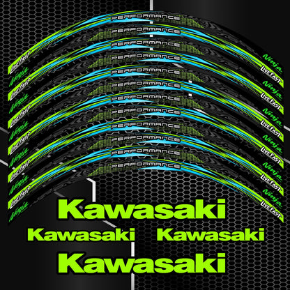 KAWASAKI NINJA Wheel Decals – Black Rim Stickers (16pcs)