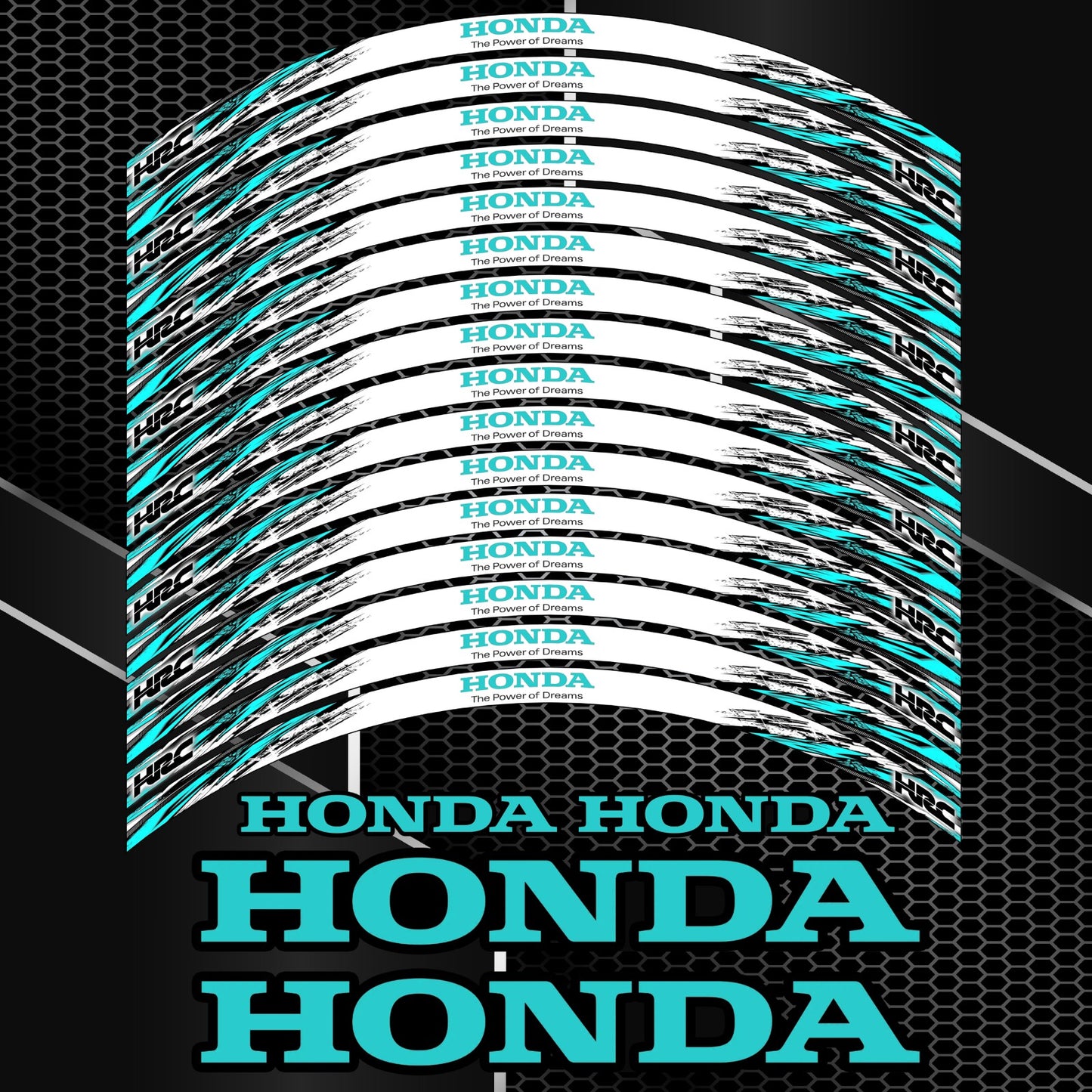 HONDA HRC Fireblade Wheel Decals – Sky Black Rim Stickers