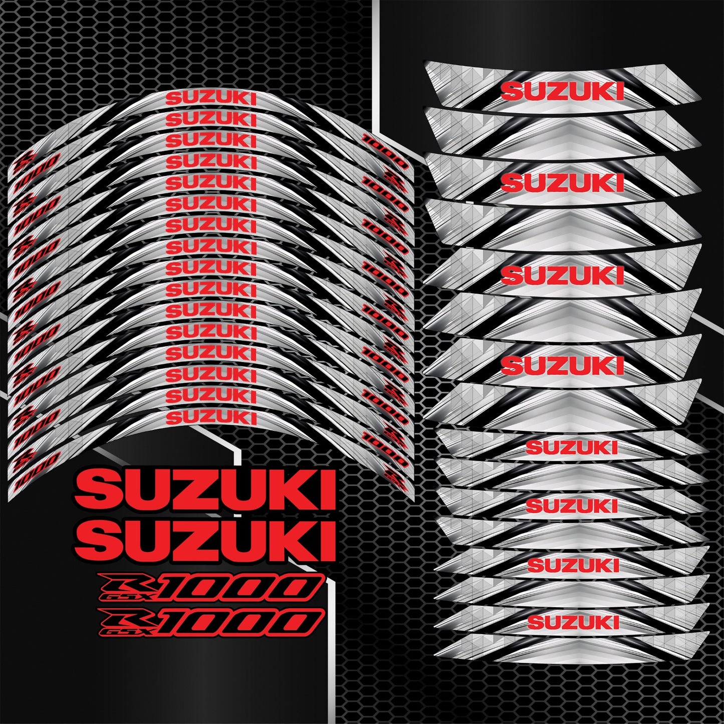 Suzuki GSX-R1000 Gixxer Wheel Decals – 36pcs Rim Stickers