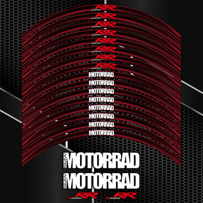 BMW S1000RR Wheel Decals – Black Red Rim Stickers (20pcs)